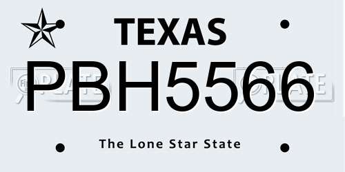 PBH5566 Texas License Plate