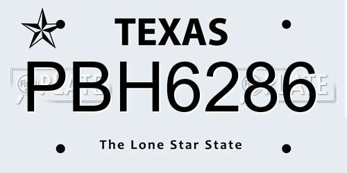 PBH6286 Texas License Plate