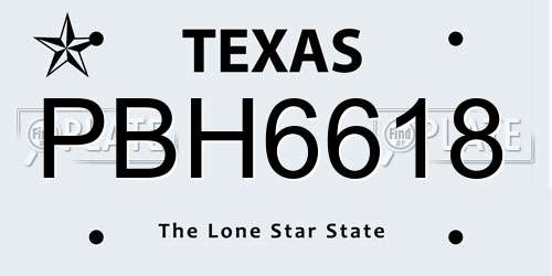 PBH6618 Texas License Plate