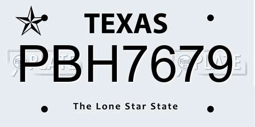 PBH7679 Texas License Plate