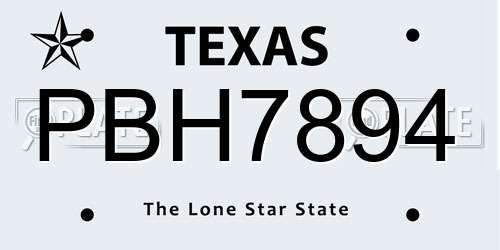 PBH7894 Texas License Plate