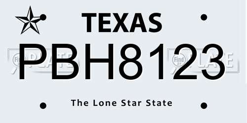 PBH8123 Texas License Plate