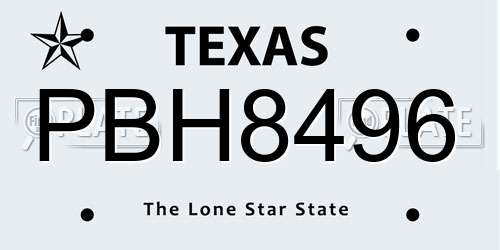 PBH8496 Texas License Plate