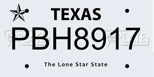 PBH8917 Texas License Plate