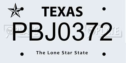 PBJ0372 Texas License Plate