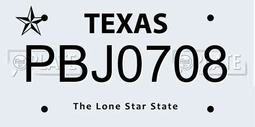 PBJ0708 Texas License Plate