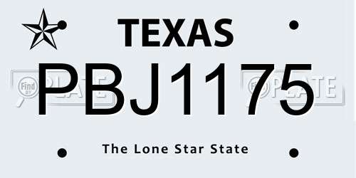 PBJ1175 Texas License Plate
