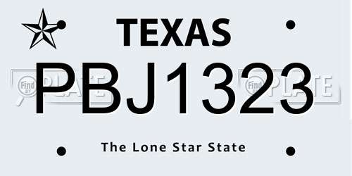 PBJ1323 Texas License Plate