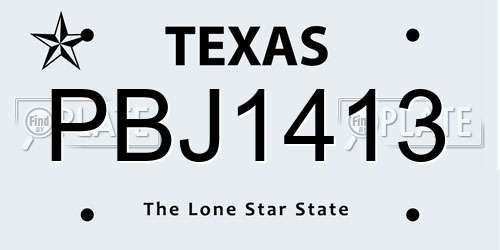 PBJ1413 Texas License Plate