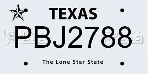 PBJ2788 Texas License Plate