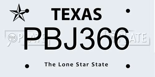 PBJ366 Texas License Plate