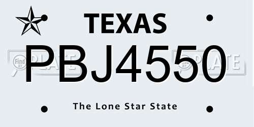 PBJ4550 Texas License Plate