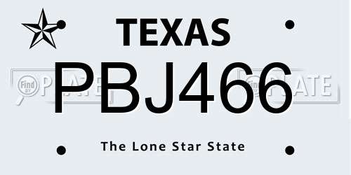 PBJ466 Texas License Plate