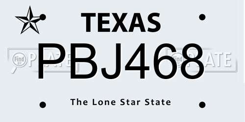 PBJ468 Texas License Plate