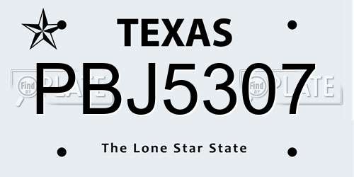 PBJ5307 Texas License Plate