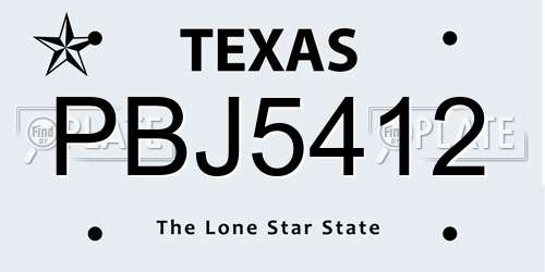 PBJ5412 Texas License Plate