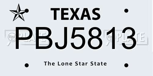 PBJ5813 Texas License Plate