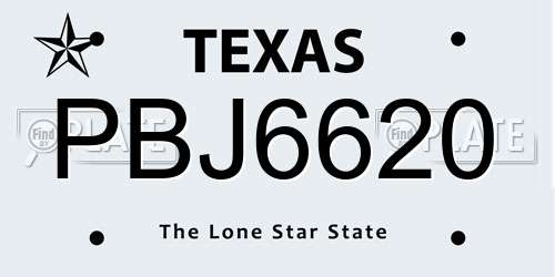PBJ6620 Texas License Plate