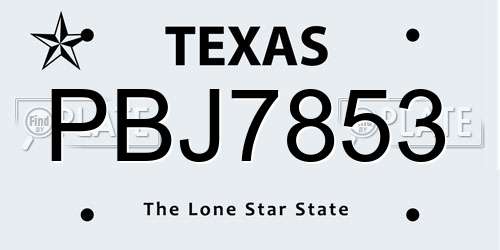 PBJ7853 Texas License Plate