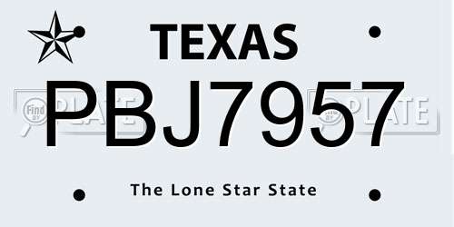 PBJ7957 Texas License Plate