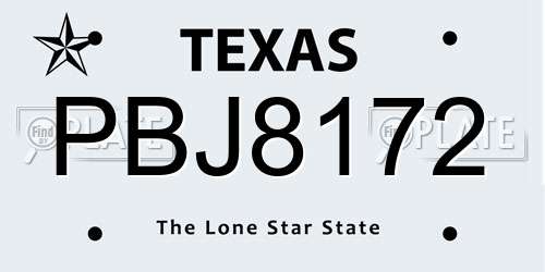 PBJ8172 Texas License Plate