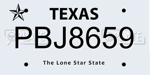 PBJ8659 Texas License Plate