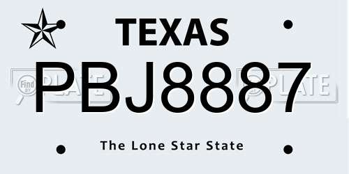 PBJ8887 Texas License Plate