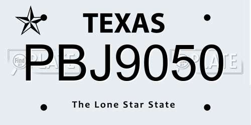 PBJ9050 Texas License Plate