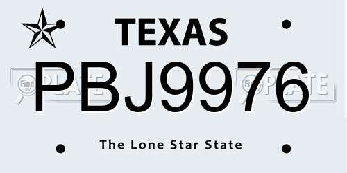 PBJ9976 Texas License Plate