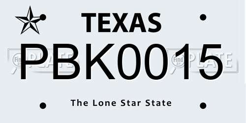 PBK0015 Texas License Plate