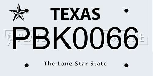 PBK0066 Texas License Plate