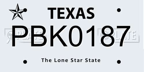 PBK0187 Texas License Plate