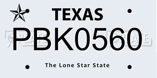 PBK0560 Texas License Plate