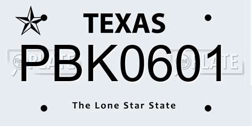PBK0601 Texas License Plate