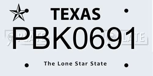 PBK0691 Texas License Plate