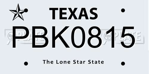 PBK0815 Texas License Plate