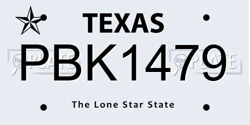 PBK1479 Texas License Plate
