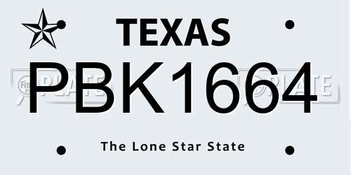 PBK1664 Texas License Plate