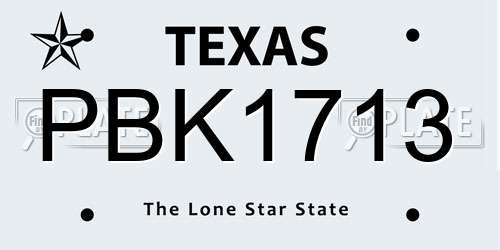 PBK1713 Texas License Plate
