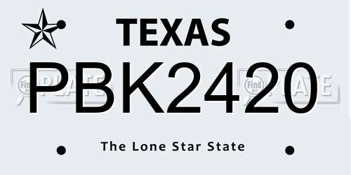 PBK2420 Texas License Plate