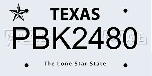 PBK2480 Texas License Plate