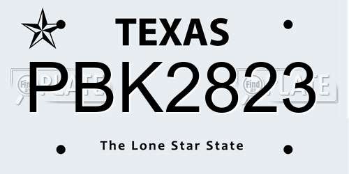 PBK2823 Texas License Plate