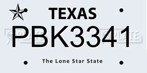 PBK3341 Texas License Plate