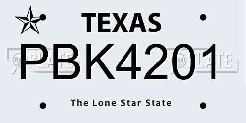 PBK4201 Texas License Plate