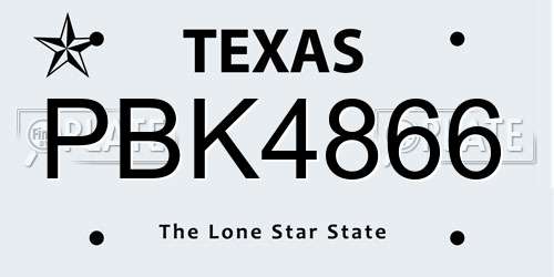 PBK4866 Texas License Plate