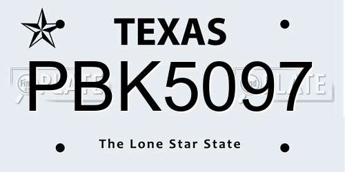 PBK5097 Texas License Plate