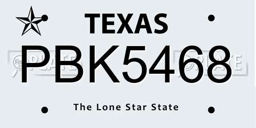 PBK5468 Texas License Plate