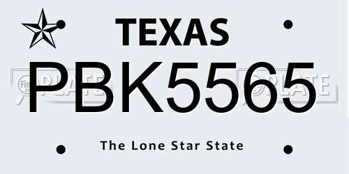 PBK5565 Texas License Plate