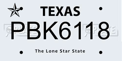 PBK6118 Texas License Plate