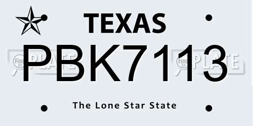 PBK7113 Texas License Plate